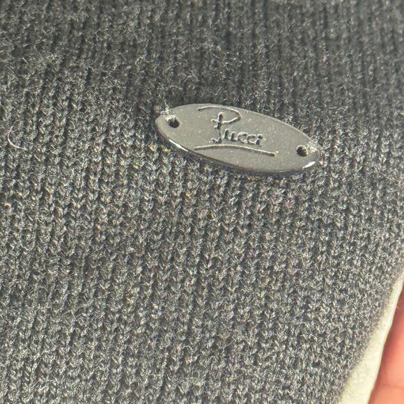 Emilio Pucci Black Virgin Wool Pullover Top Size 12 - Picture 5 of 11